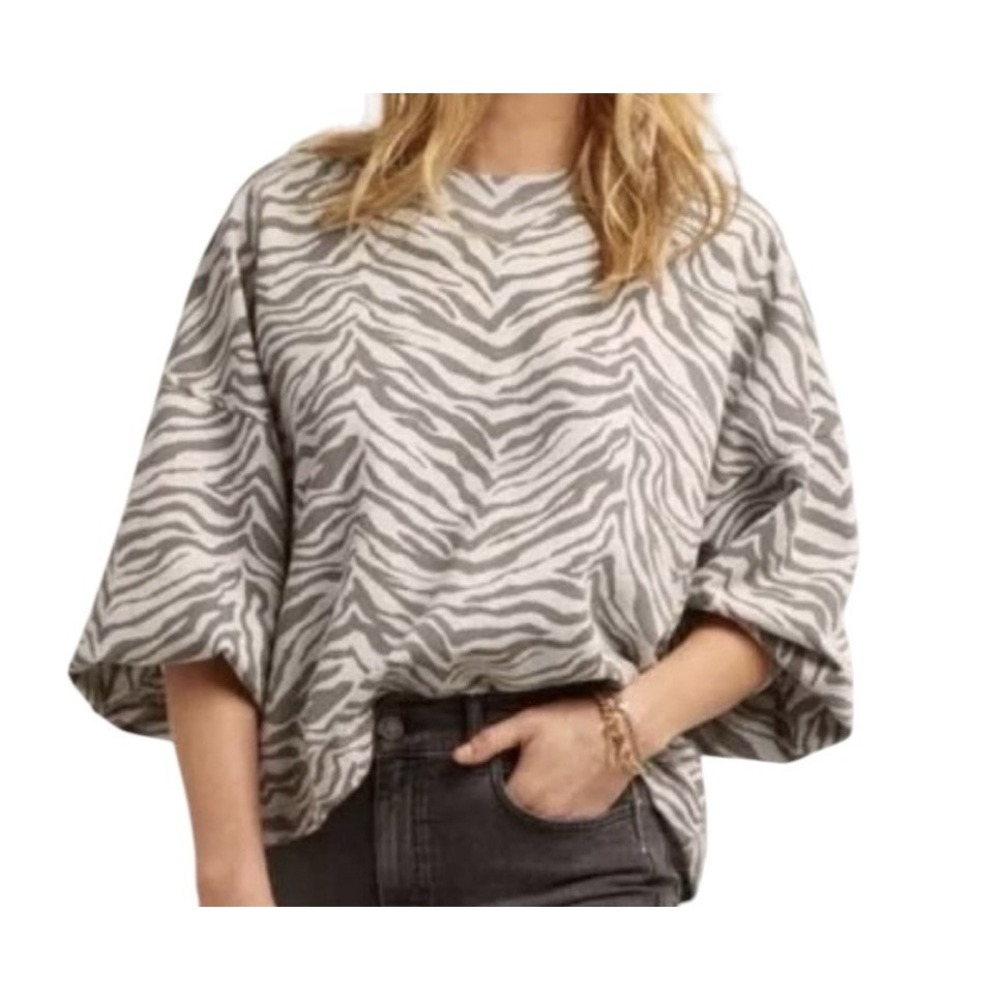 Rebecca Minkoff Ariel Square Neck Puff Sleeve Sweatshirt in Black Medium